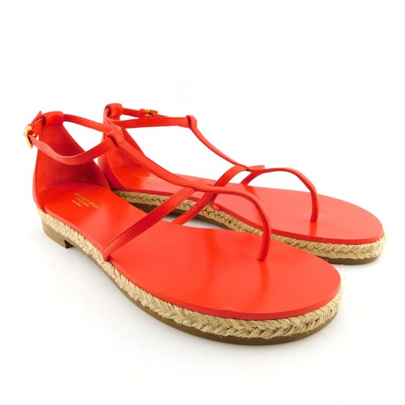MICHAEL KORS Collection Poppy Red T Strap Espadrille Thong Ankle Sandal 39 - Picture 1 of 7